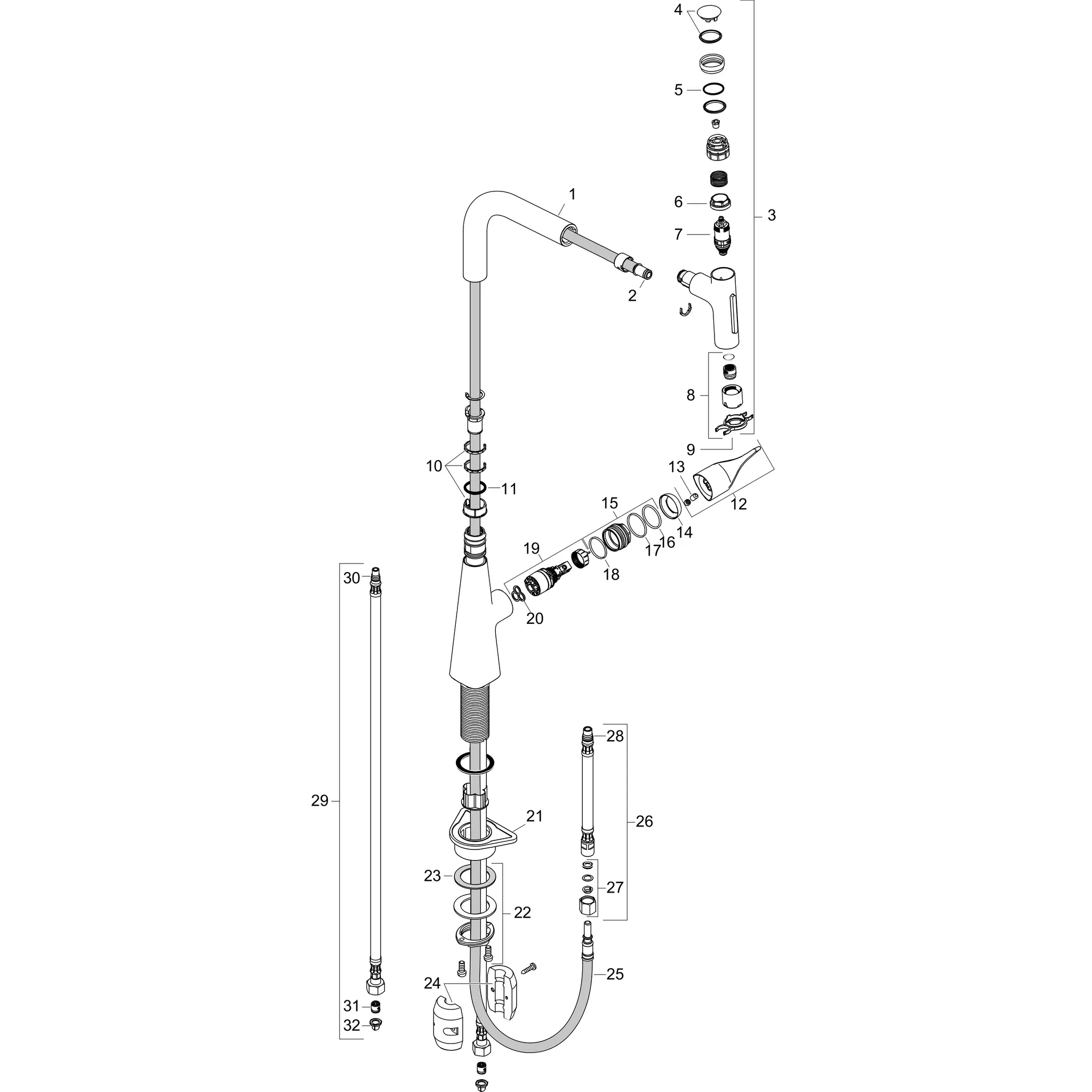 Spültischmischer 240 Metris Select M71 Ausziehbrause 2jet chrom Spültischmischer 240 Metris Select M71 Ausziehbrause 2jet chrom
