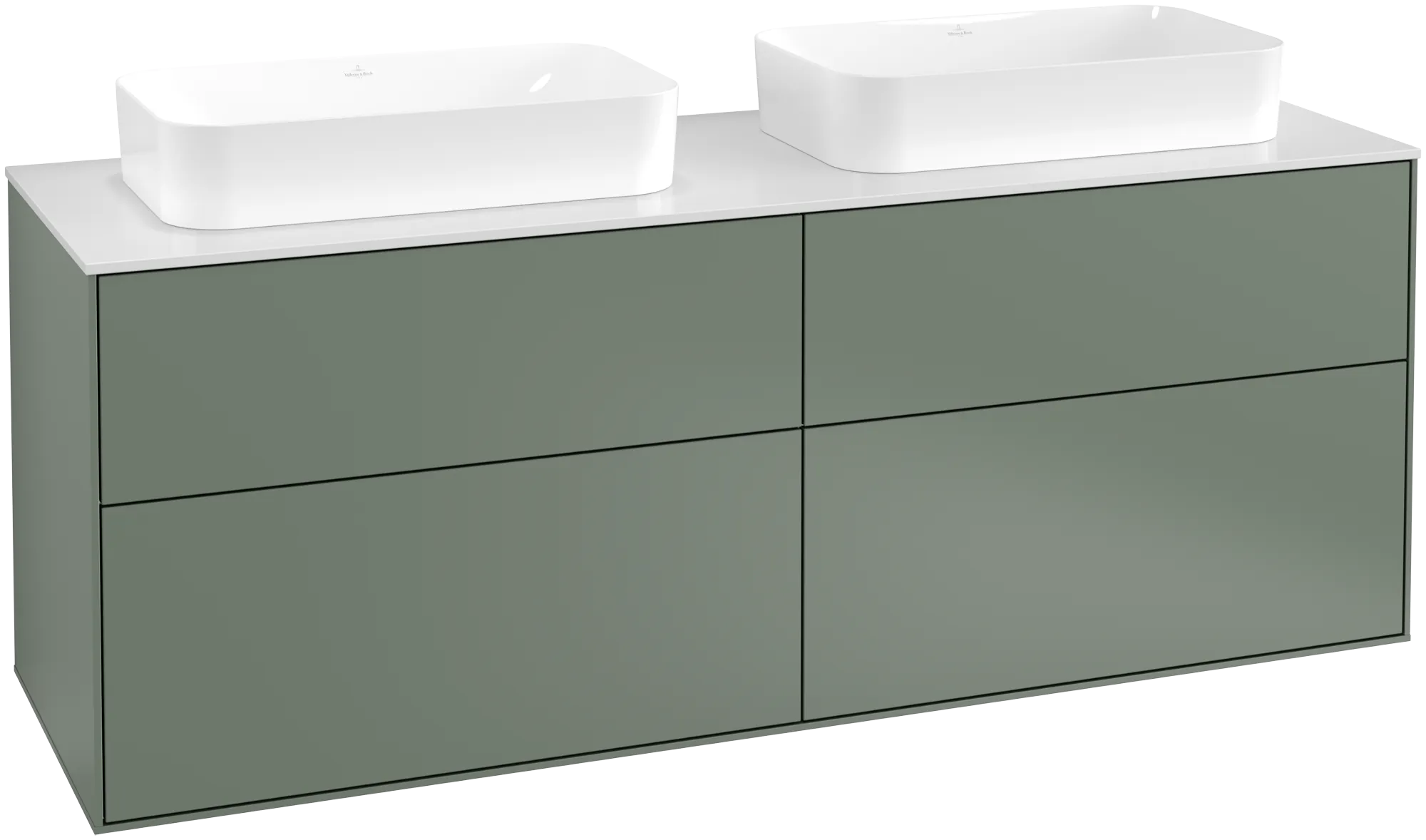 Villeroy & Boch Waschbeckenunterschrank Finion F72, 1600x603x501mm, Olive Matt Lacquer / Glass White Matt