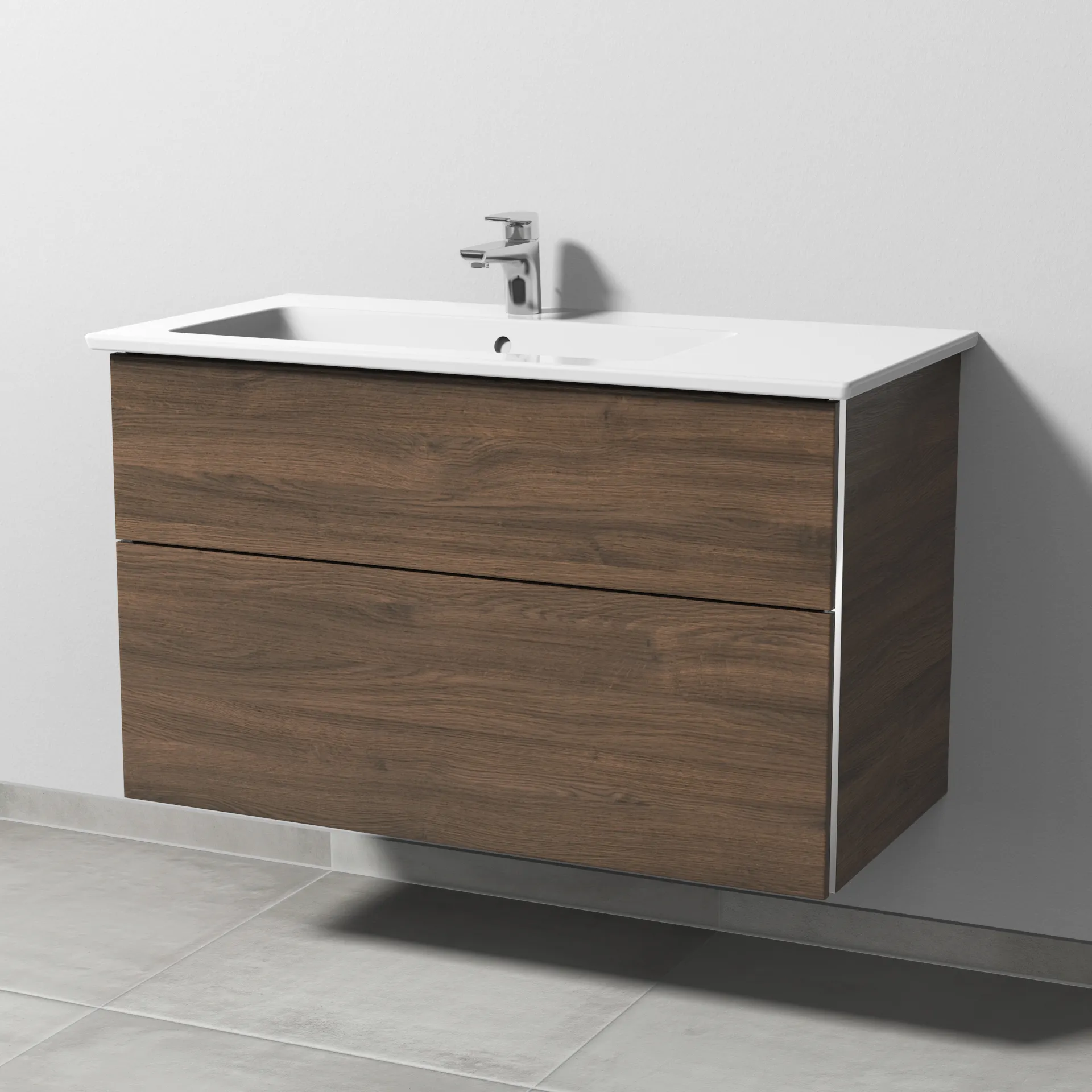 Sanipa Waschtischunterschrank „3way“ 955 × 591 × 477 mm in Eiche Arizona, Becken links