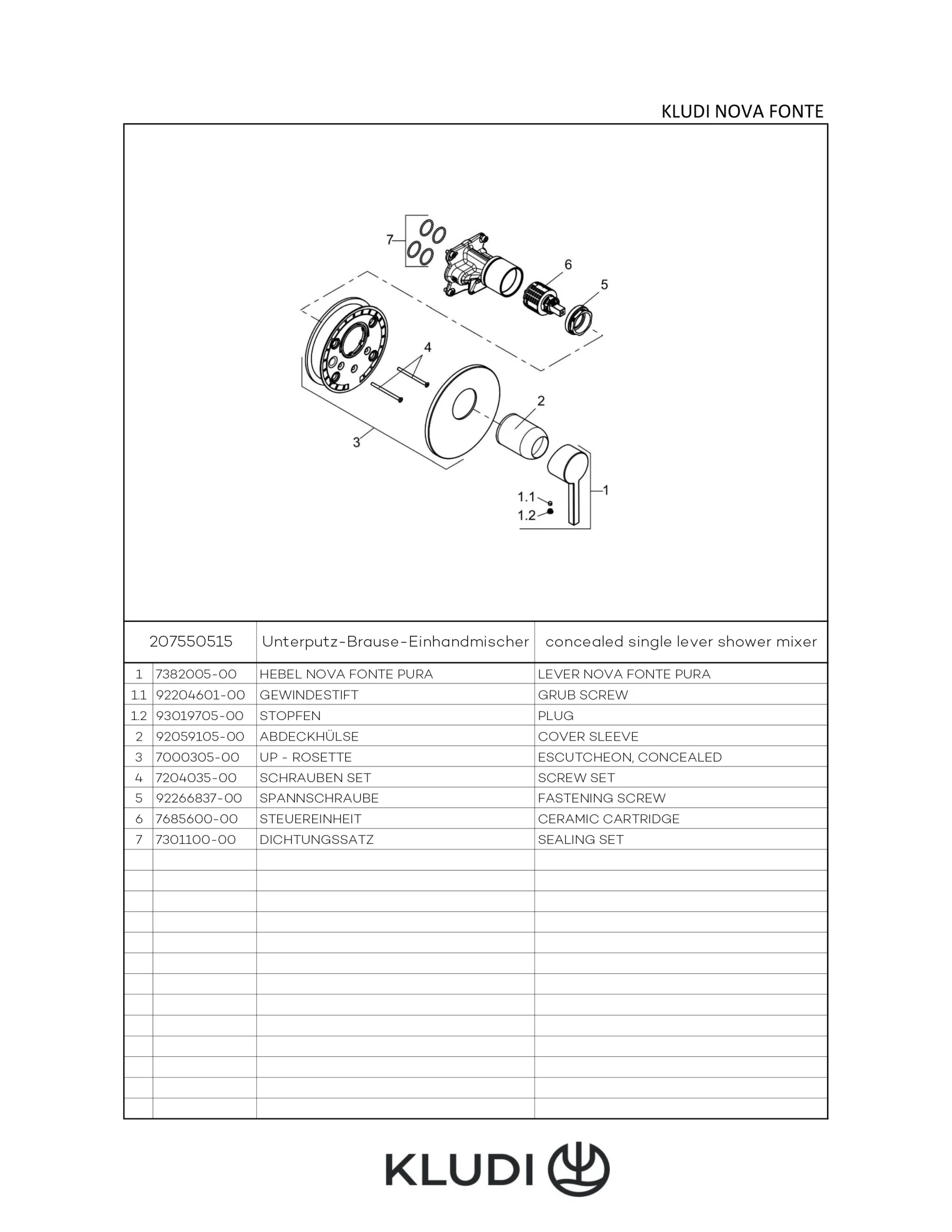 Kludi NOVA FONTE Unterputz-Brause-Einhandmischer, chrom, Feinbau-Set für SLIM.BOXX, 88022