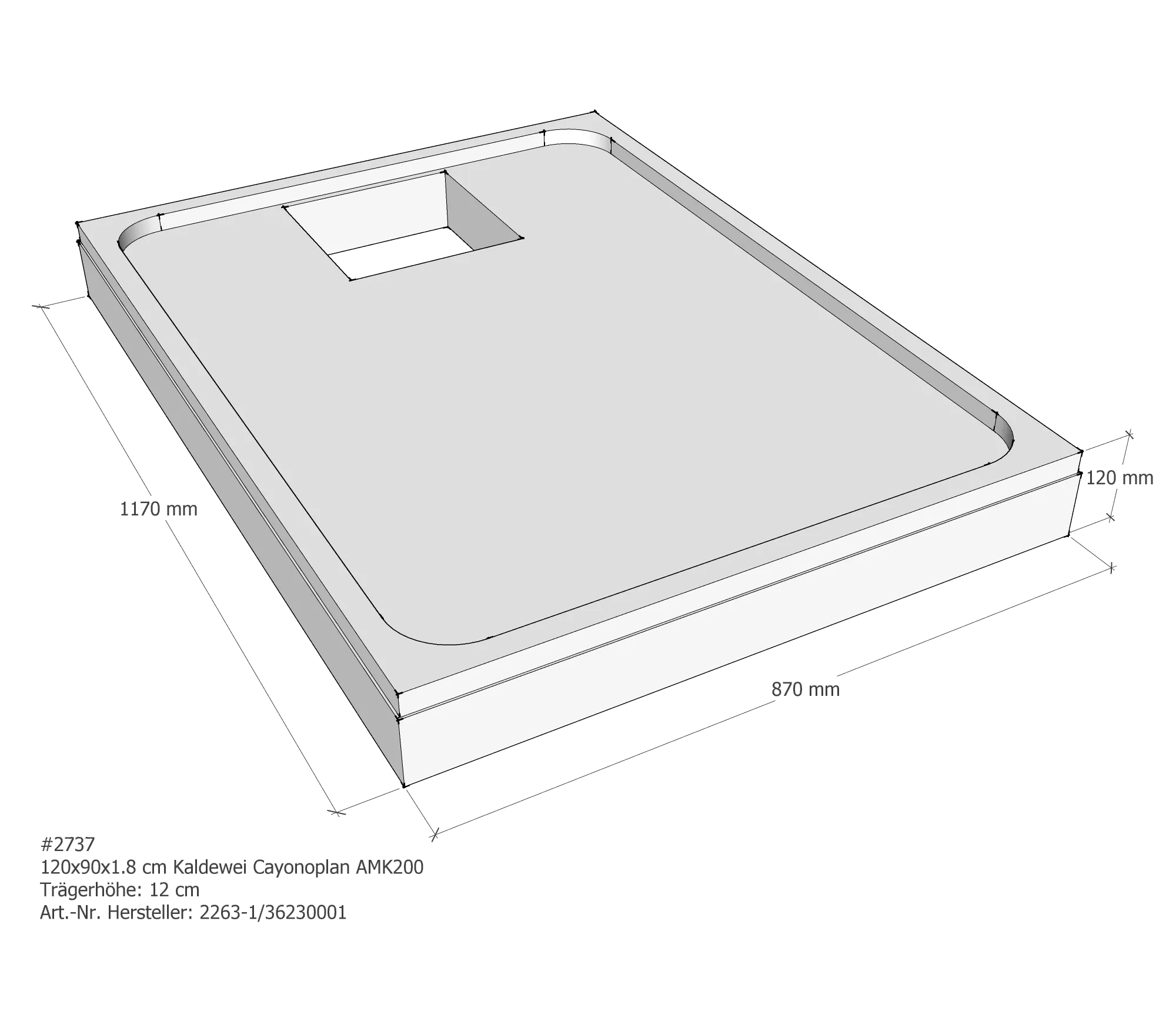 Duschwannenträger für Kaldewei Cayonoplan 120 × 90 × 1,8 cm Breite: 90 cm / Länge: 120 cm Duschwannenträger für Kaldewei Cayonoplan 120 × 90 × 1,8 cm Breite: 90 cm / Länge: 120 cm