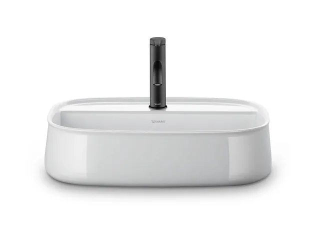 Aufsatzwaschtisch geschliffen „Zencha“ 55 × 39 × 13,5 cm, Hahnlochposition mittig in Weiß Hochglanz Aufsatzwaschtisch geschliffen „Zencha“ 55 × 39 × 13,5 cm, Hahnlochposition mittig in Weiß Hochglanz