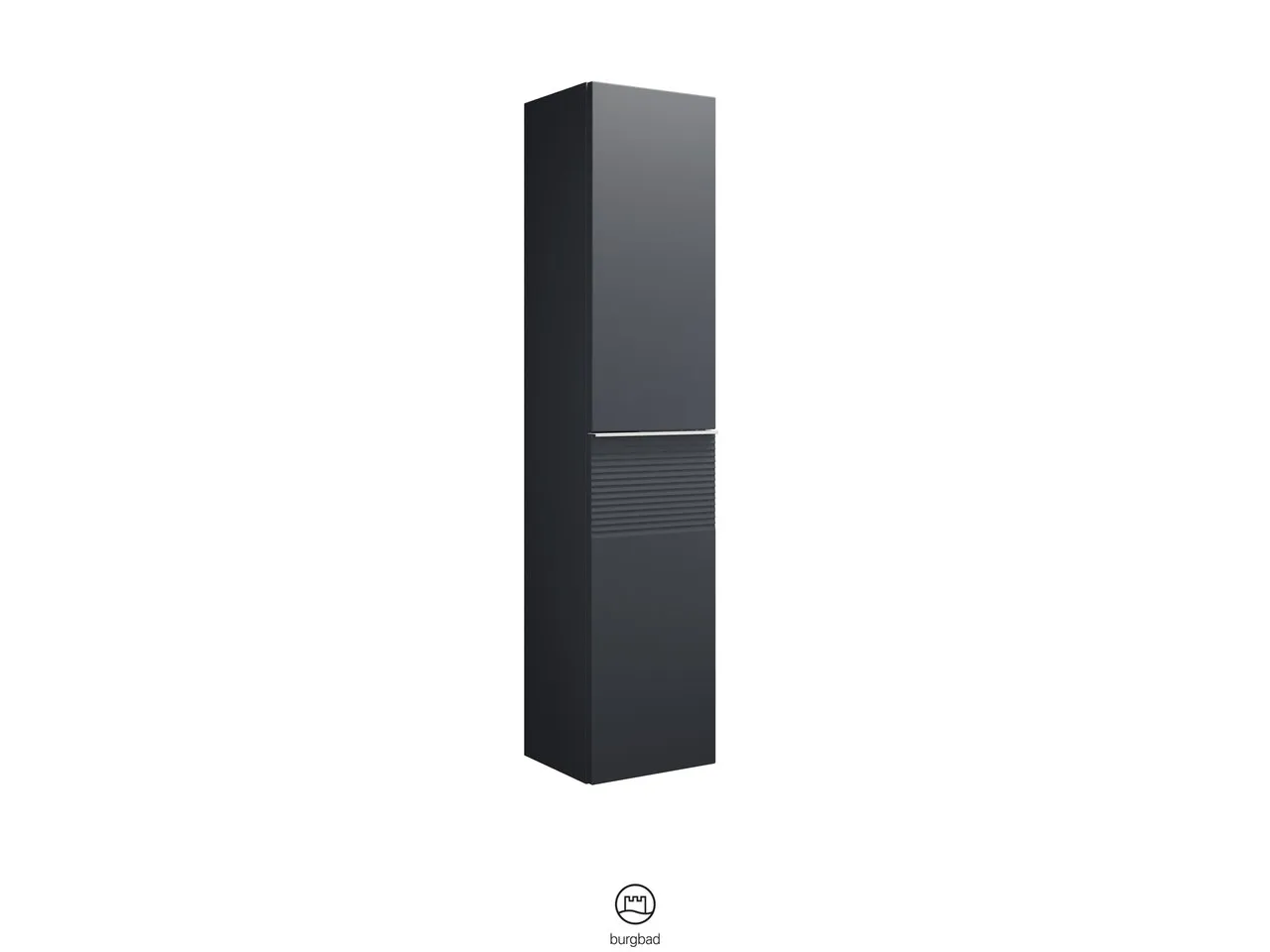 Hochschrank, 1 Tür oben inkl. Tip-On-Technik;1 Tür unten mit Plisséestruktur;4 Glaseinlegeböden;1 fester Boden, Tiefe: 320 mm, Breite: 350 mm, Höhe: 1600 mm