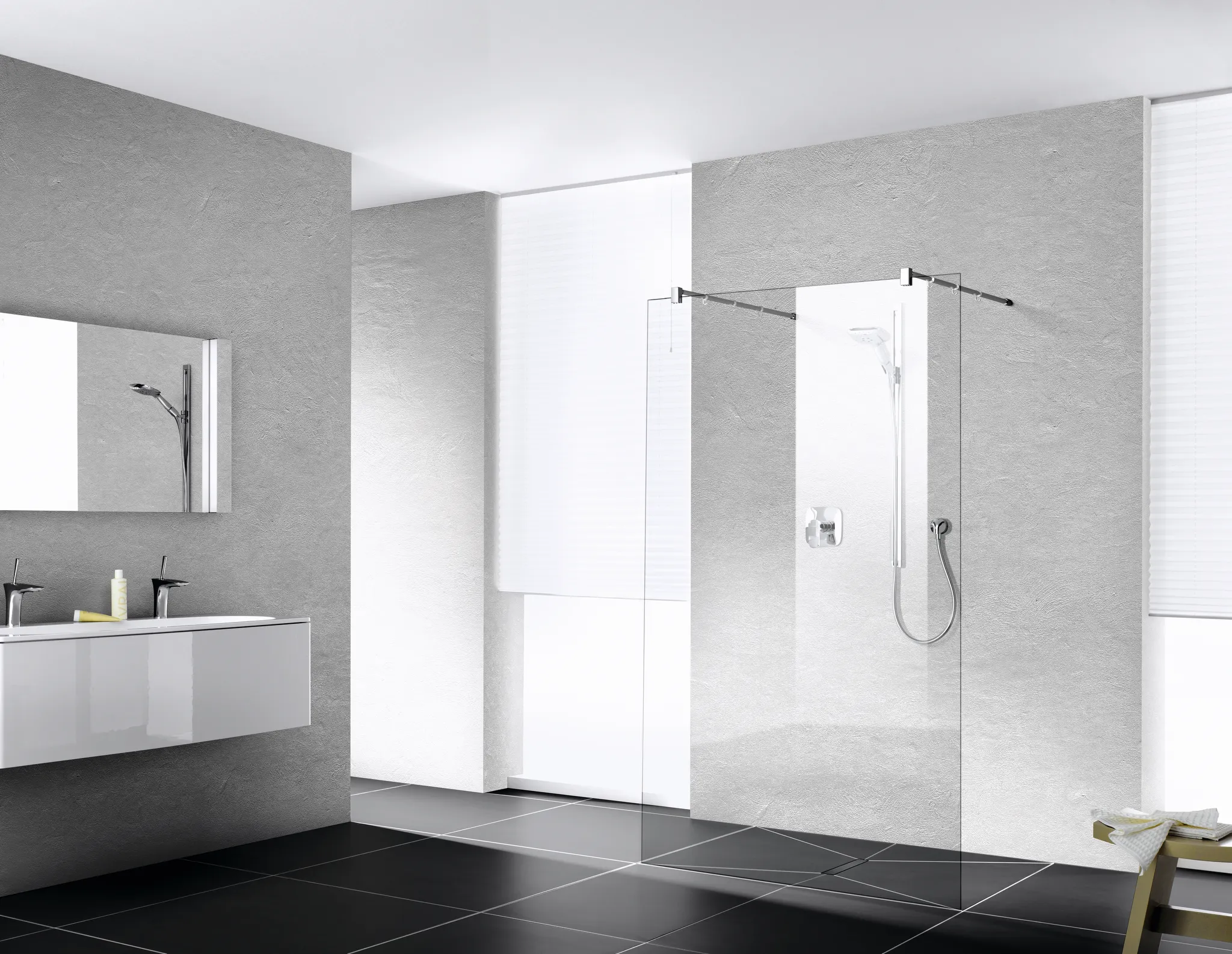 Kermi Duschdesign Walk-In-Duschkabine „WALK-IN XB“ Glas Klar, Profile Silber Hochglanz, BV: 1200 - 1200 mm H: 2000 mm