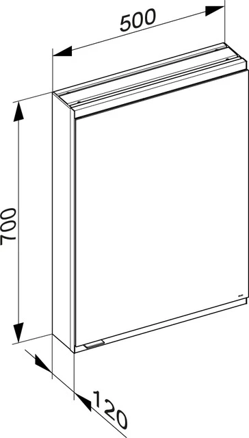 KEUCO Wandvorbau Spiegelschrank 1-türig „Royal Modular 2.0“ in Silber (eloxiert), Anschlag rechts, rechts, Aufputz, Anschlag rechts, ohne Beleuchtung 500 × 900 × 120 mm