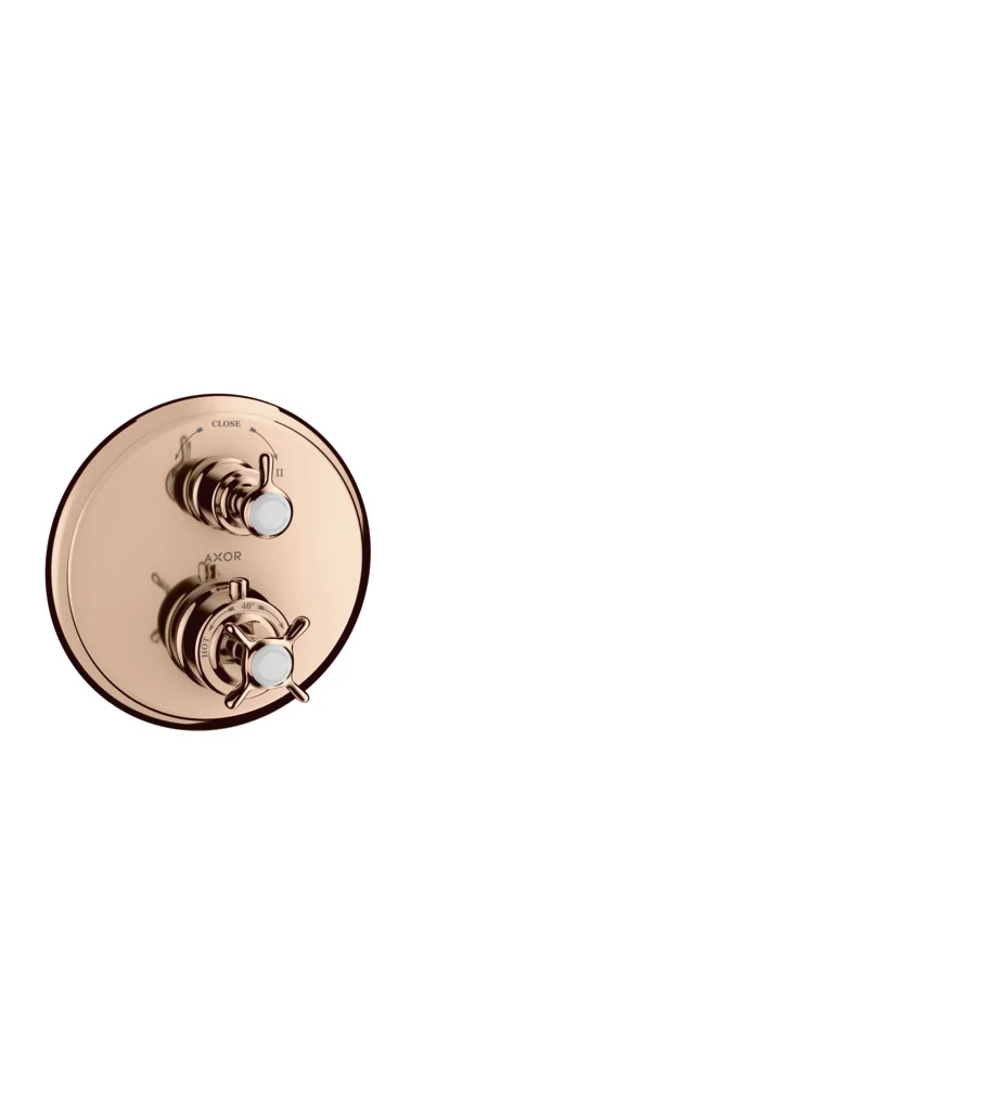 Hansgrohe AXOR Montreux Thermostat Unterputz F-Set, Polished Red Gold, 2 Verbraucher, max. Durchfluss 29 l/min, einstellbare Temperaturbegrenzung, Rückflussverhinderer, Schalldämpfer