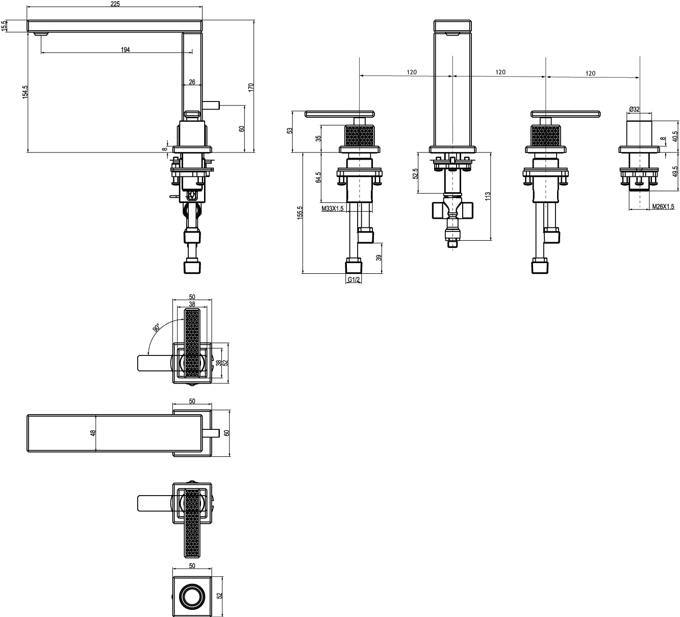 Zweihand-Wannenarmatur „Mettlach“ in Brushed Gold Zweihand-Wannenarmatur „Mettlach“ in Brushed Gold