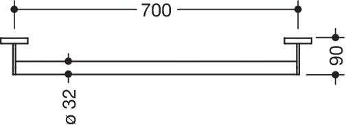 Mobiler Haltegriff, D:32, L=700mm, pulverb. weiß tiefmatt
