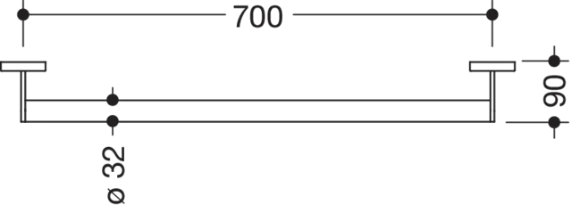 Mobiler Haltegriff, D:32, L=700mm, pulverb. weiß tiefmatt Mobiler Haltegriff, D:32, L=700mm, pulverb. weiß tiefmatt