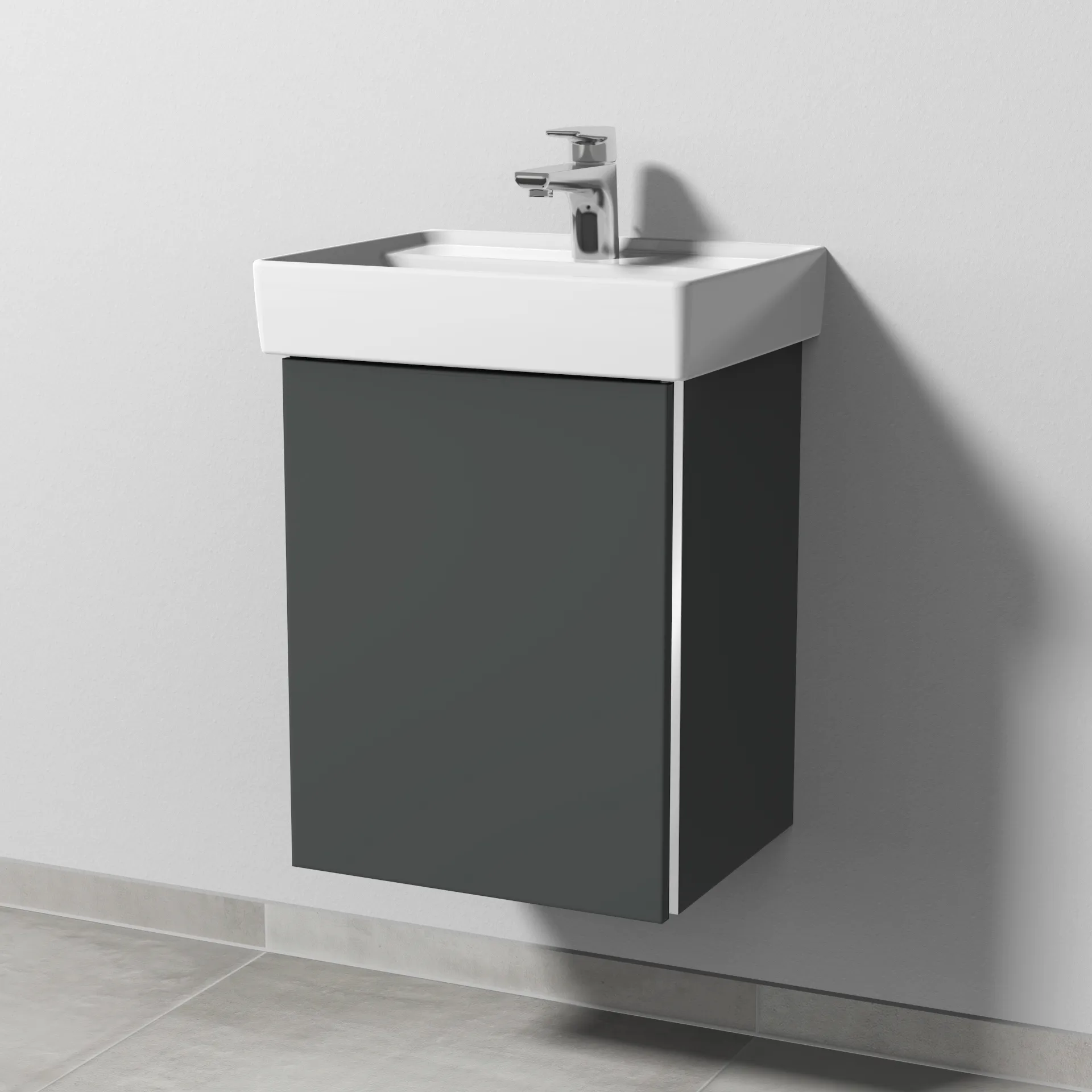 Sanipa Waschtischunterschrank „3way“ 400 × 517 × 347 mm in Anthrazit (matt), Anschlag links Sanipa Waschtischunterschrank „3way“ 400 × 517 × 347 mm in Anthrazit (matt), Anschlag links