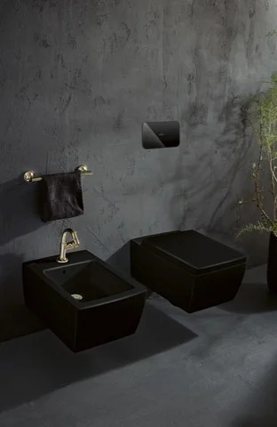 Wand-Tiefspül-WC DirectFlush „Memento 2.0“ 37,5 × 34,5 × 56 cm in Ebony, ohne Spülrand