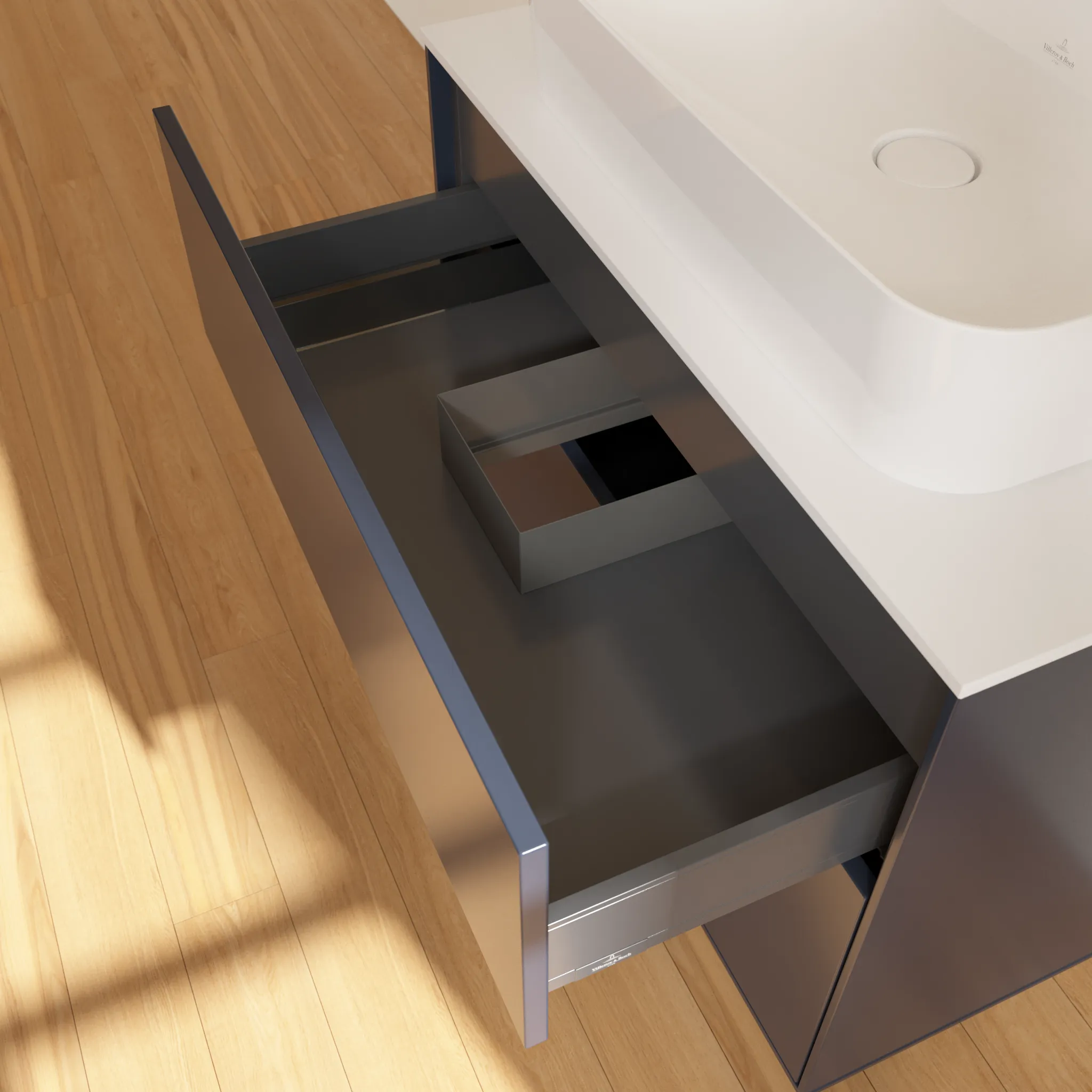 Villeroy & Boch Waschtischunterschrank „Finion“ für Schrankwaschtisch 800 × 603 × 501 mm Midnight Blue Matt Lacquer, für Becken mittig Villeroy & Boch Waschtischunterschrank „Finion“ für Schrankwaschtisch 800 × 603 × 501 mm Midnight Blue Matt Lacquer, für Becken mittig