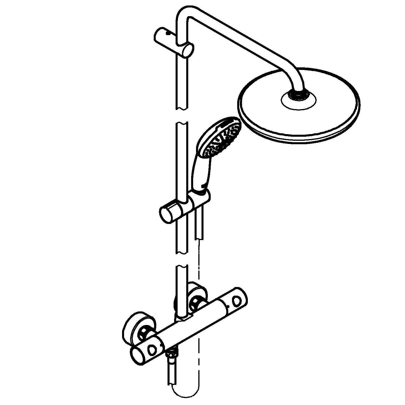 Duschsystem Tempesta 250 26670_1, mit Thermostatbatterie, Wandmontage, Kopfbrause Tempesta 250, weiße Rückseite, Strahlart: Rain, Handbrause Tempesta 110, 2 Strahlarten, Water Saving, Maximaler Durchfluss (bei 3 bar): 8.5 l/min, chrom