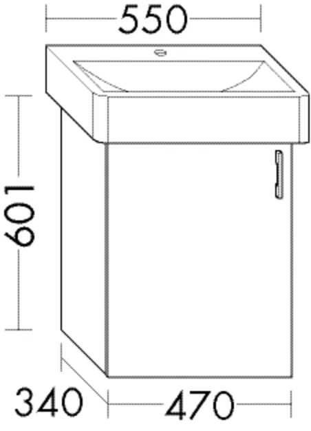 Waschtischunterschrank Sys30 PG1 Aqua von burgbad - 470 mm breit, 340 mm tief, 601 mm hoch, 1 Tür