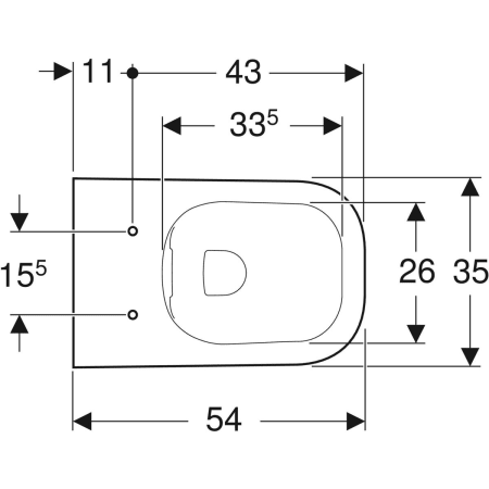 Wand-Tiefspül-WC „Renova Plan“ teilgeschlossene Form 35 × 33 × 54 cm, ohne Spülrand
