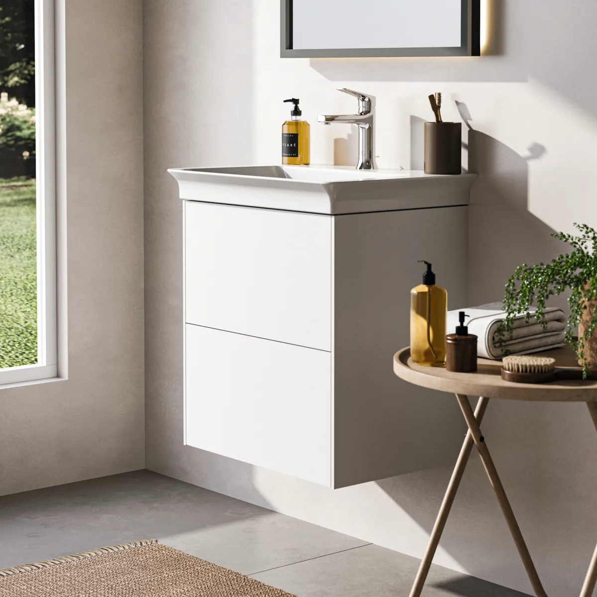 Ideal Standard Möbelwaschtischunterschrank Conca, weiß matt, 500x375x548 mm, 2 Auszüge mit Push-Open und Softclose-Einzug