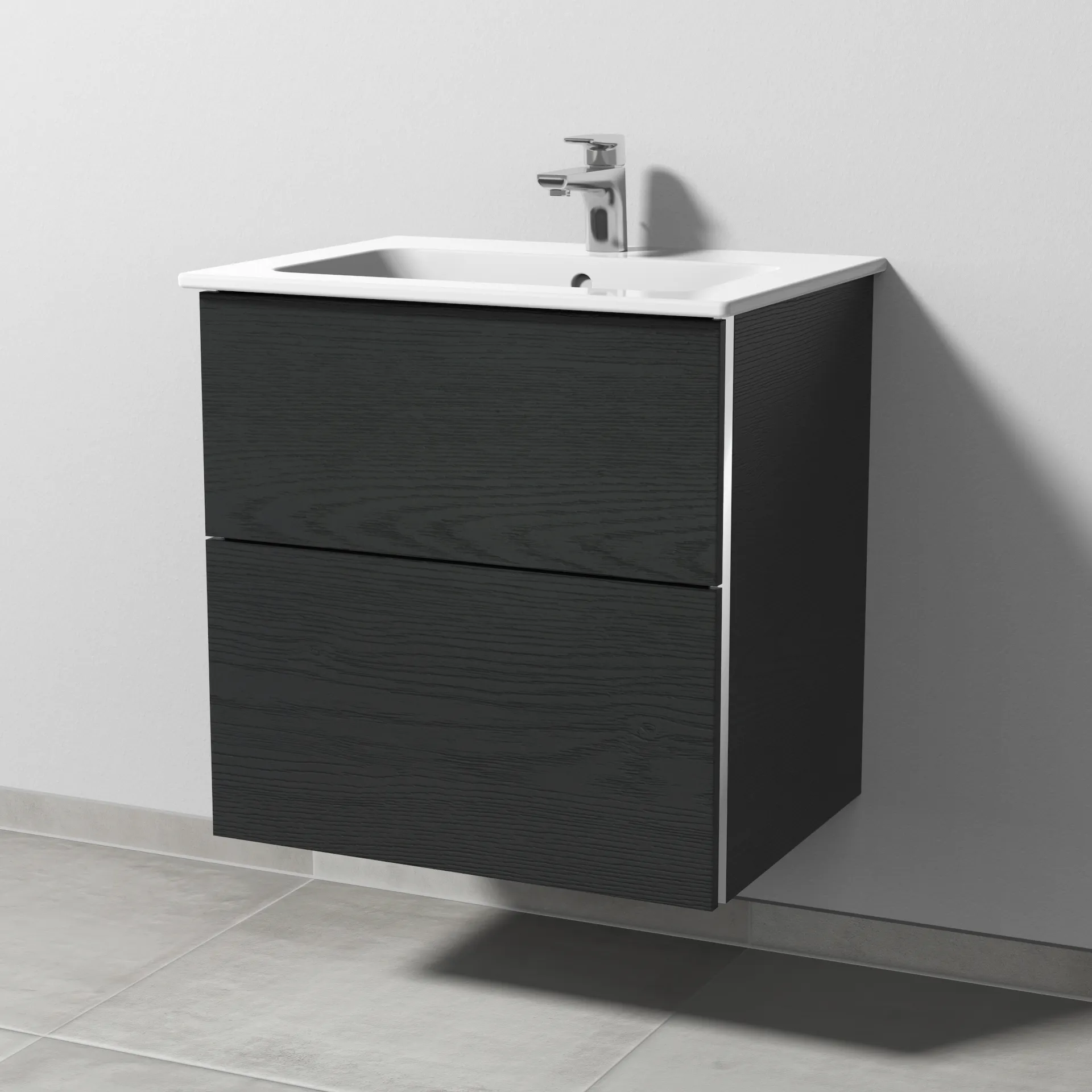 Sanipa Waschtischunterschrank „3way“ passend zu Keramik-Waschtische ME by Starck von Duravit 600 × 613 × 467 mm in Black Oak
