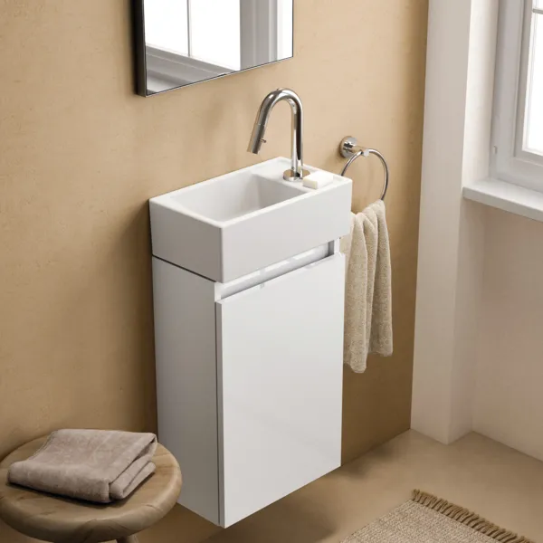 Ideal Standard Handwaschbeckenunterschrank Eurovit+ 1 Tür links 354x202x550mm Hochglanz weiß Ideal Standard Handwaschbeckenunterschrank Eurovit+ 1 Tür links 354x202x550mm Hochglanz weiß