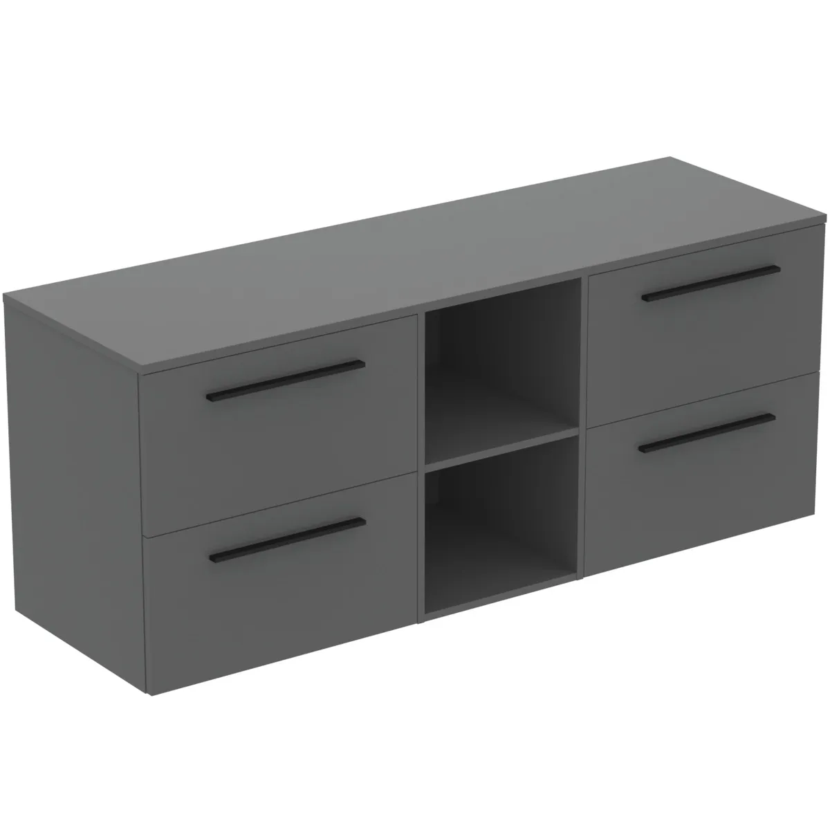 Möbel-Set 160cm i.life B 4 Auszüge 2 offene Fächer (mittig) Griff Schwarz Weiß matt Möbel-Set 160cm i.life B 4 Auszüge 2 offene Fächer (mittig) Griff Schwarz Weiß matt