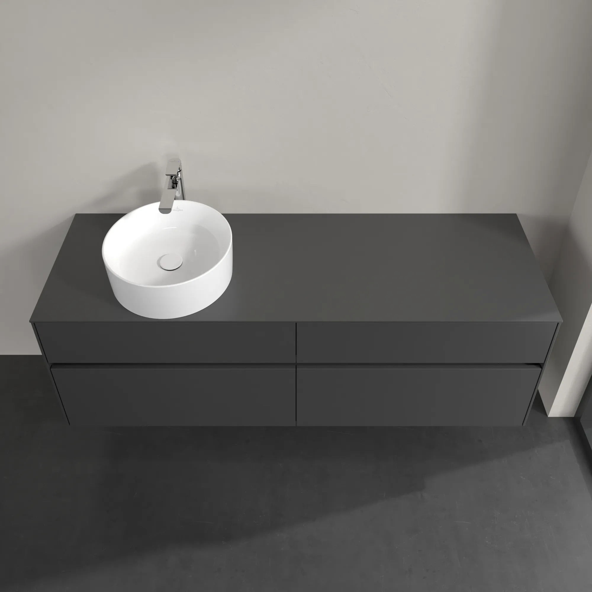 Villeroy & Boch Waschtischunterschrank „Collaro“ 1600 × 548 × 500 mm Graphite, mit Beleuchtung, für Becken links