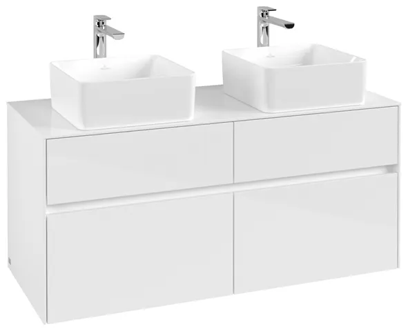 Villeroy & Boch Waschtischunterschrank „Collaro“ 1200 × 548 × 500 mm Glossy White, ohne Beleuchtung, für links und rechts