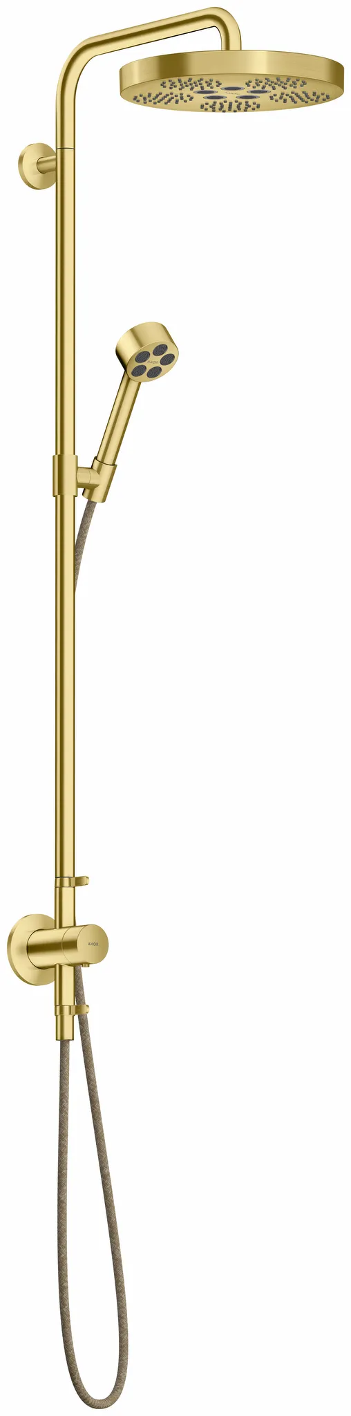 Hansgrohe AXOR One Showerpipe mit Thermostat und Kopfbrause 280 1jet, Brushed Brass