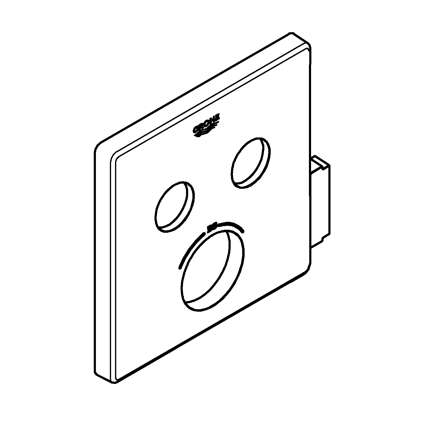 Rosette 49041, eckig, für SmartControl Unterputz, für Thermostate mit 2 Absperrventilen und integraiertem Brausehalter, chrom