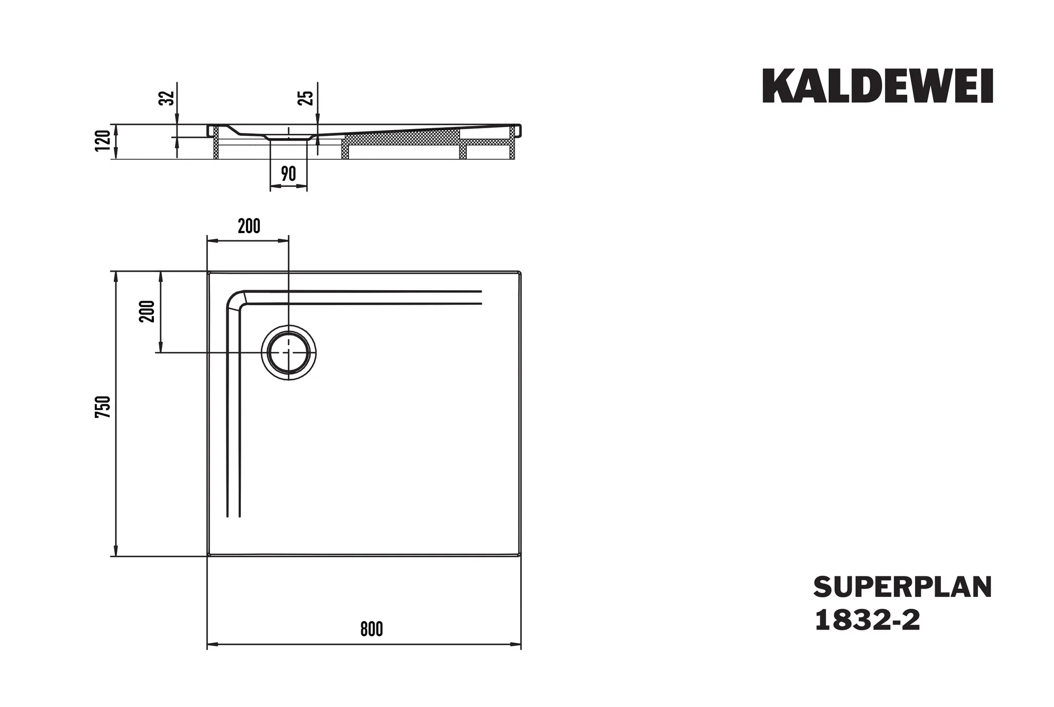 Kaldewei Duschwanne „Superplan“ 75 × 80 cm mit Perl-Effekt, in warm grey 10