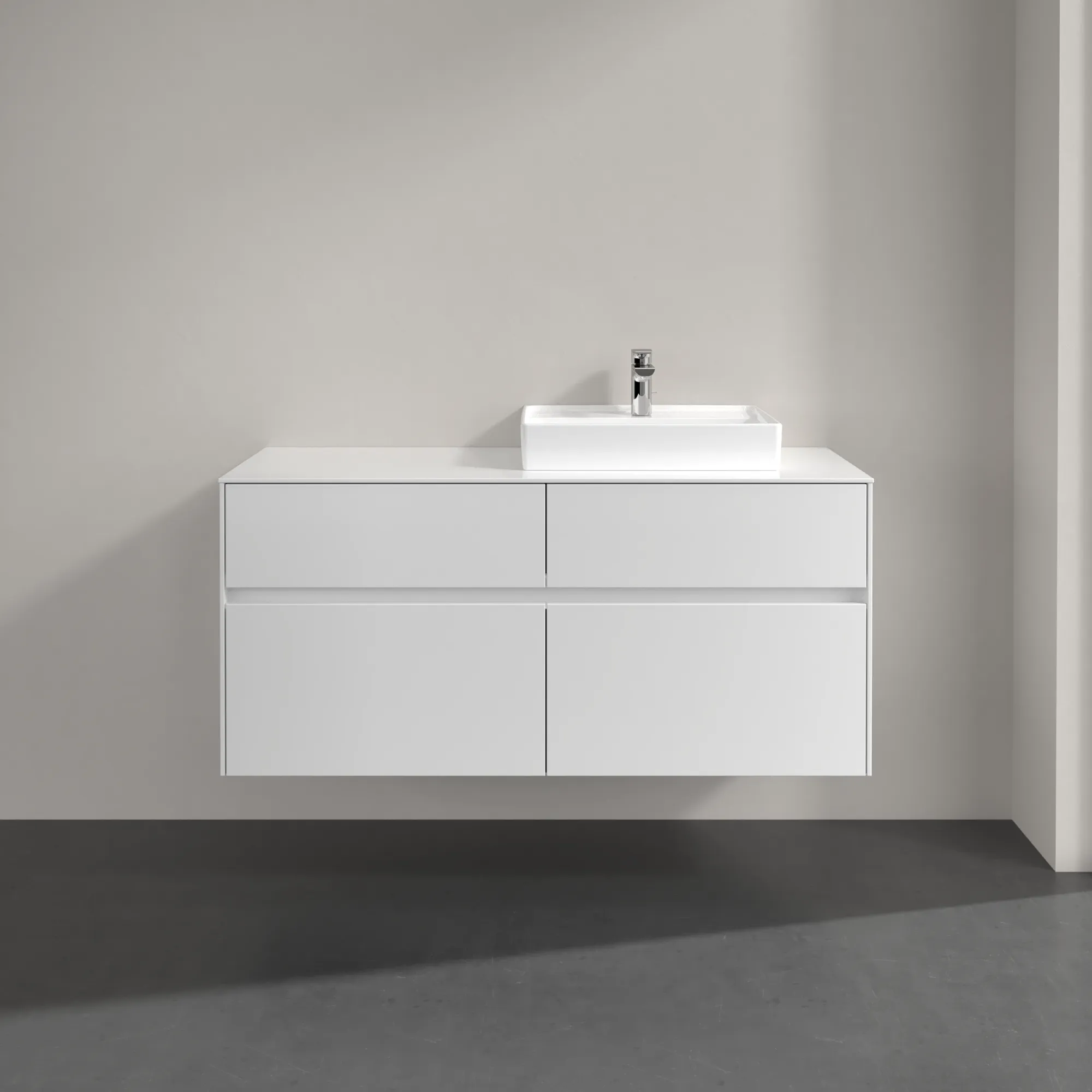 Villeroy & Boch Waschtischunterschrank „Collaro“ 1200 × 548 × 500 mm Glossy White, ohne Beleuchtung, für Becken rechts