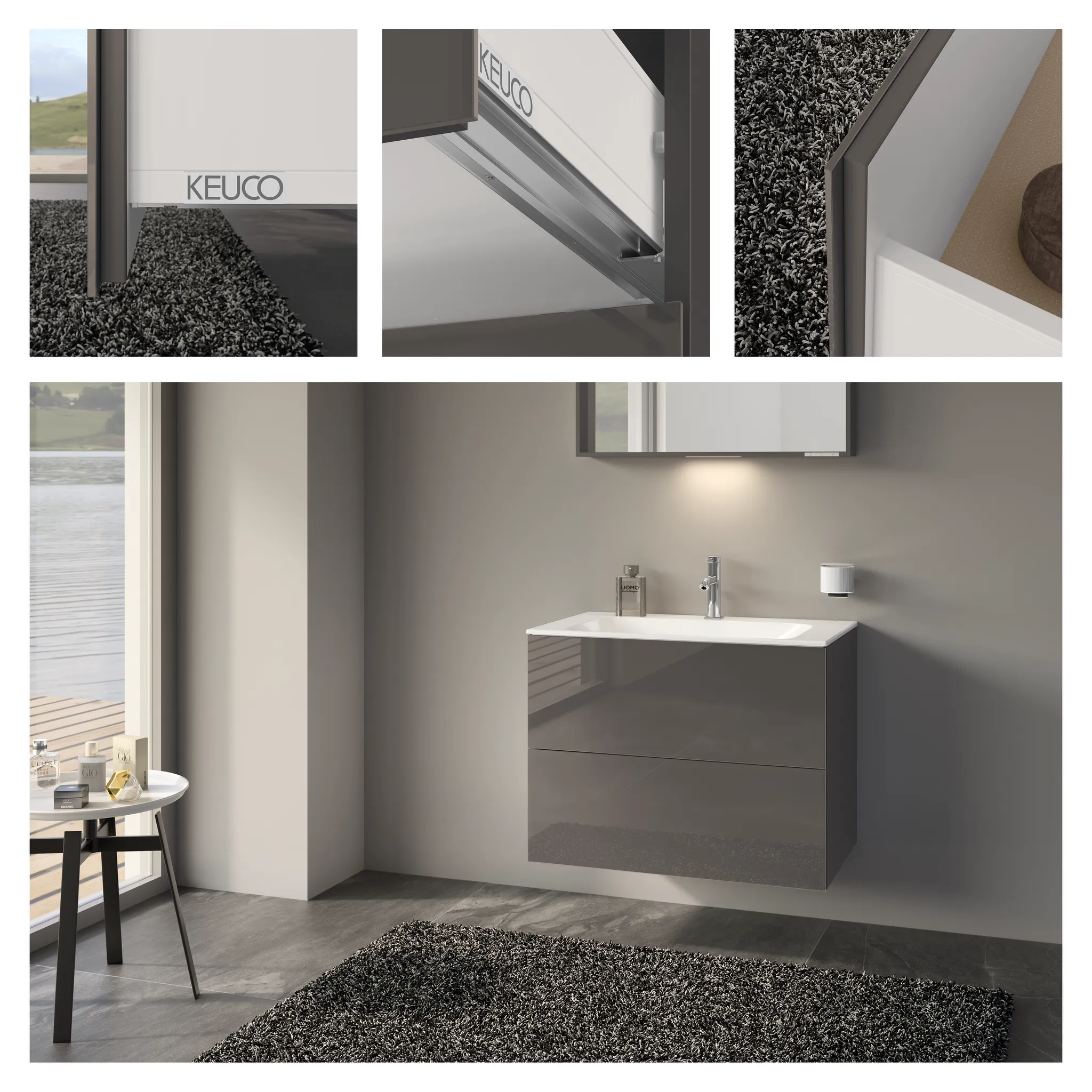 KEUCO X-LINE Waschtischunterbau mit 2 Auszügen 800x605x490mm trüffel/trüffel