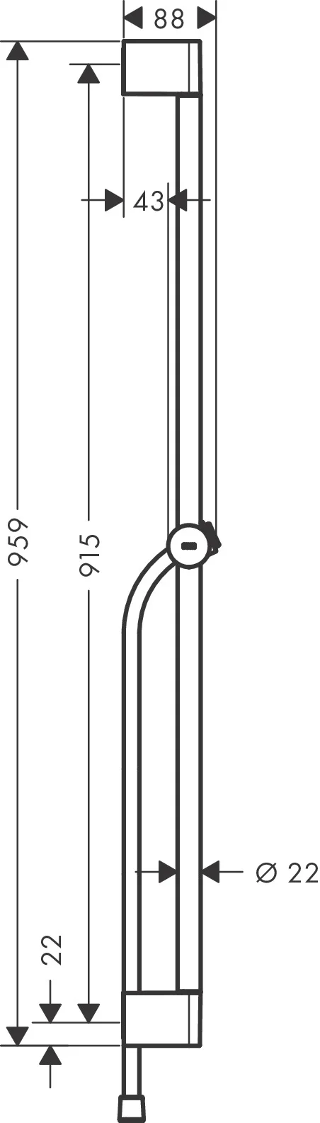 Brausestange Unica/Pulsify 900mm mit Push Schieber und Brauseschlauch chrom