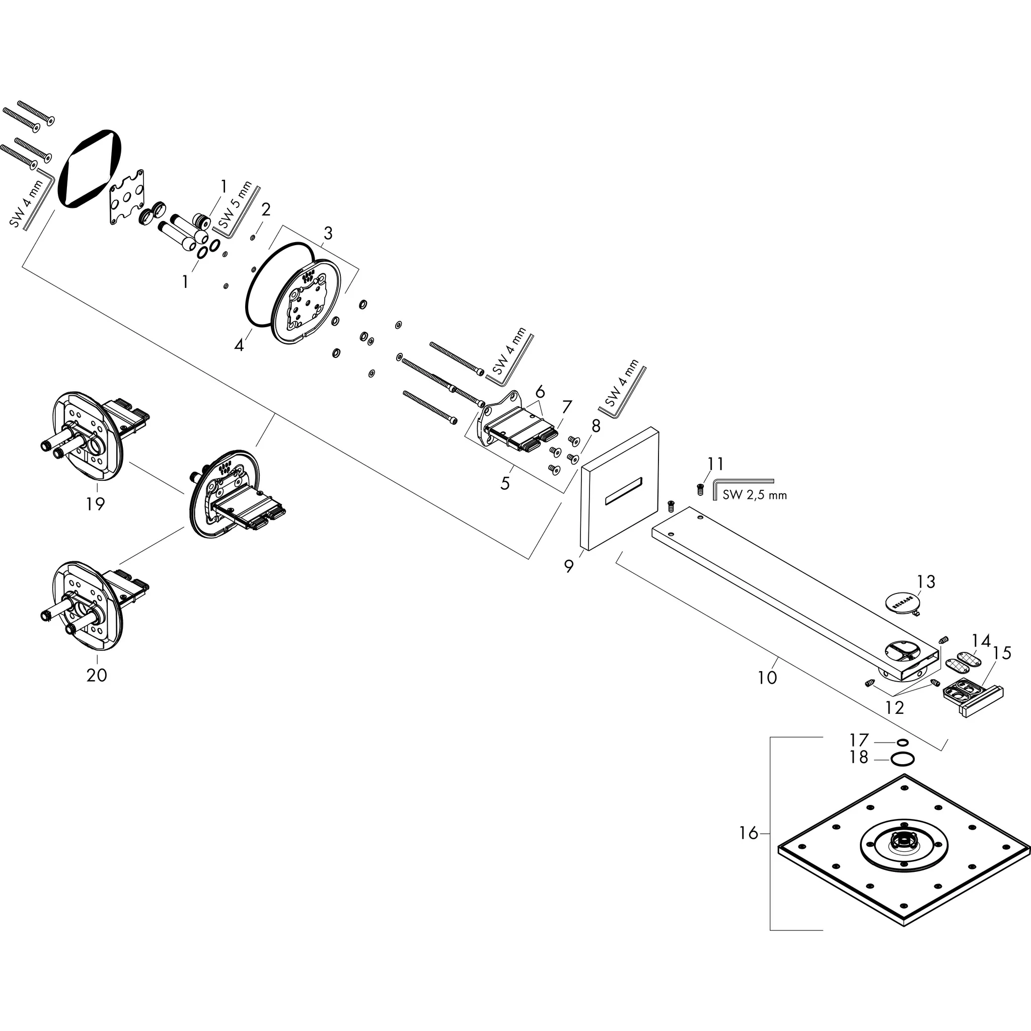 Kopfbrause 250/250 2jet Axor chrom mit Brausearm Kopfbrause 250/250 2jet Axor chrom mit Brausearm