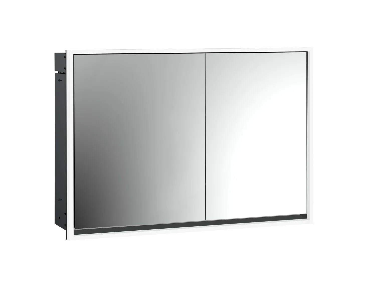LED-Lichtspiegelschrank Loft Unterputz, 1000 mm, breite Tür links schwarz LED-Lichtspiegelschrank Loft Unterputz, 1000 mm, breite Tür links schwarz