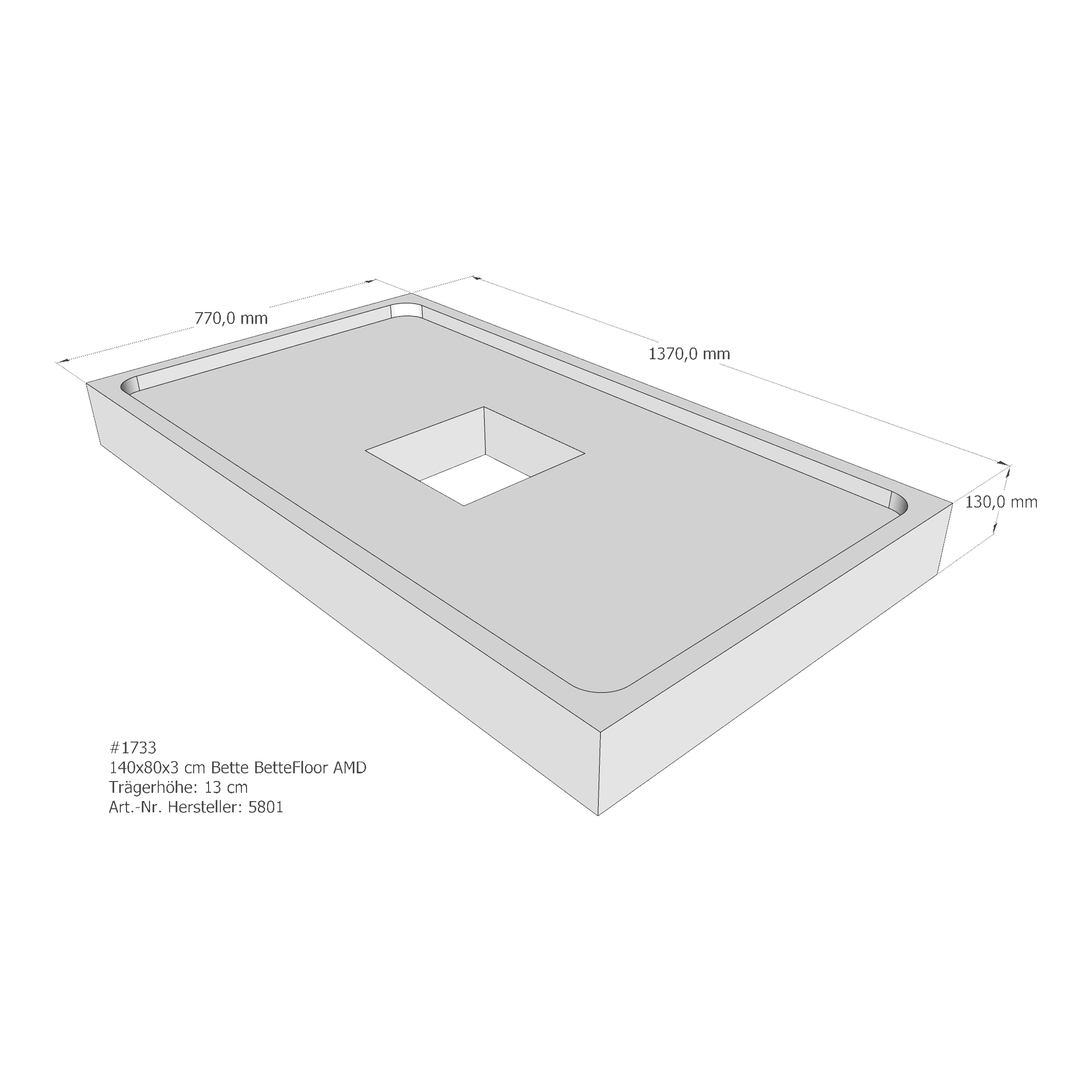 Duschwannenträger für Bette Floor 140 × 80 × 3 cm