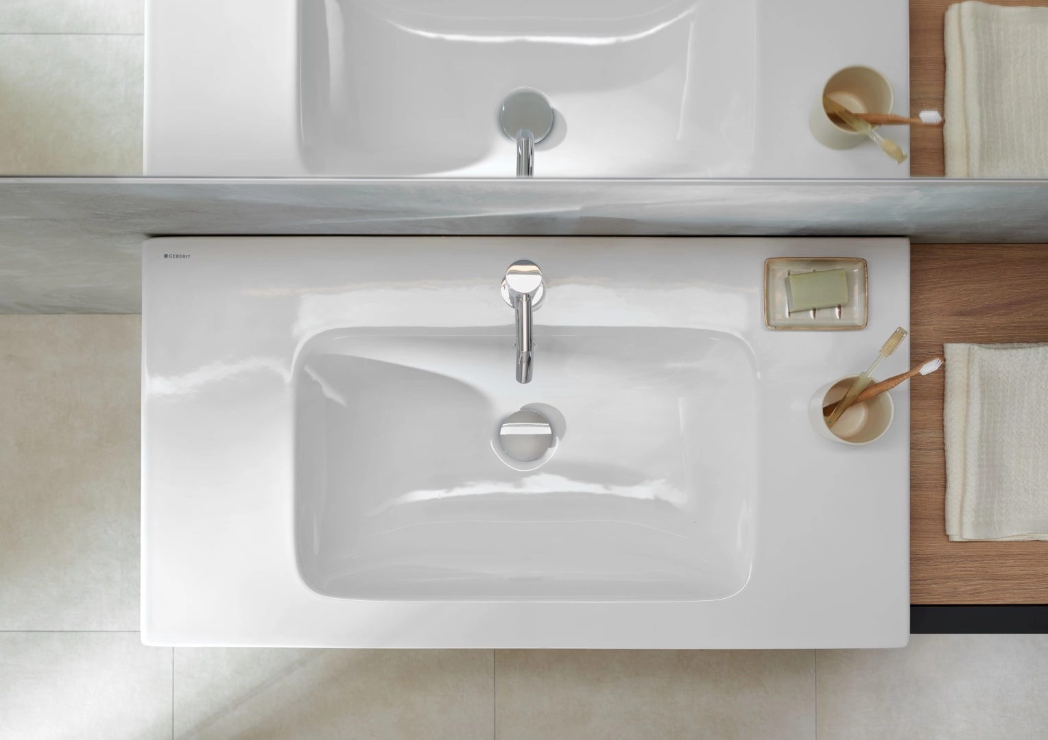 Wandwaschtisch mit Ablagefläche „iCon Light“, mittig, rechteckig, Ablagefläche links und rechts 90 × 48 cm in weiß alpin Wandwaschtisch mit Ablagefläche „iCon Light“, mittig, rechteckig, Ablagefläche links und rechts 90 × 48 cm in weiß alpin