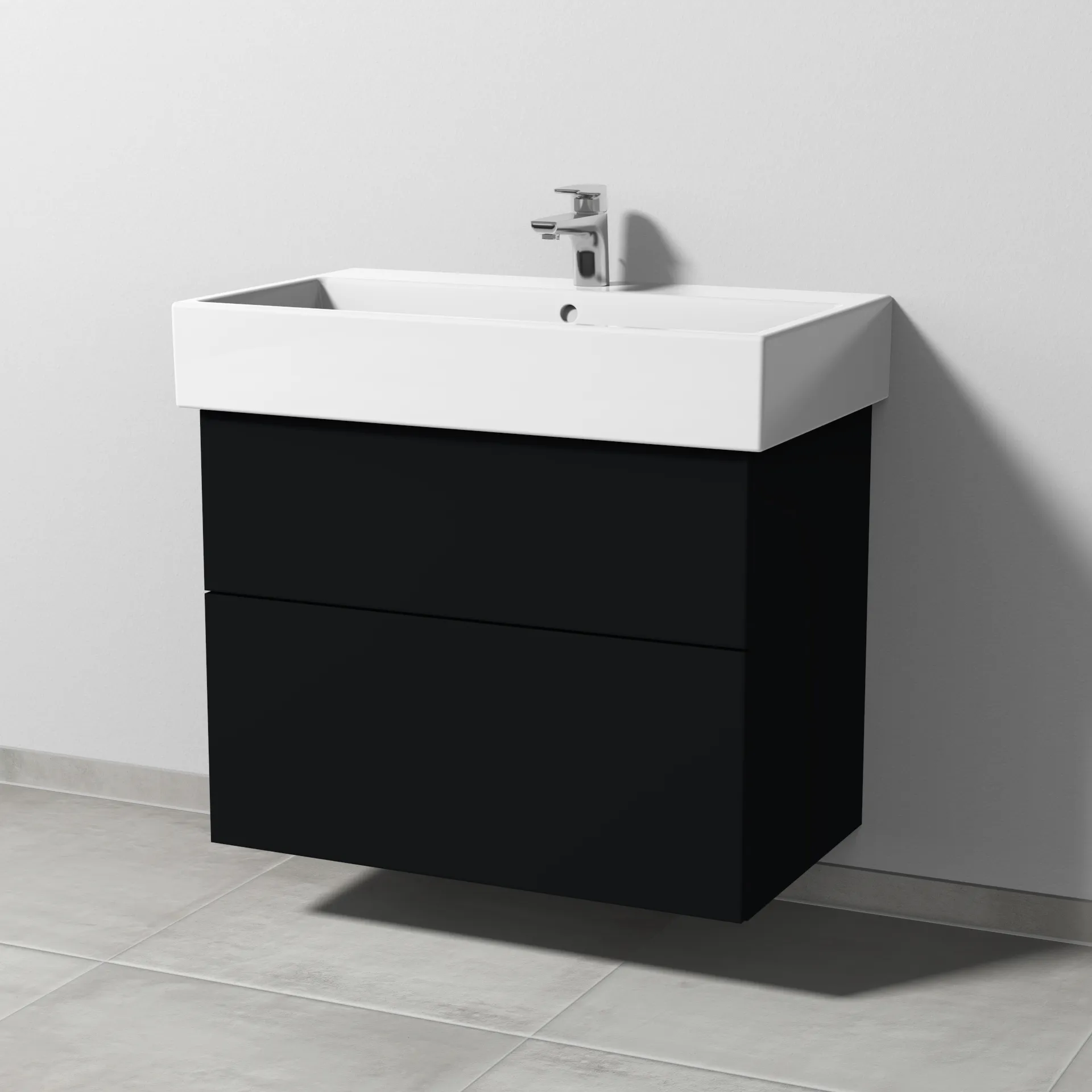 Sanipa Waschtischunterschrank „3way“ passend zu Keramik-Waschtische Vero Air von Duravit 750 × 591 × 447 mm in Schwarz (matt)