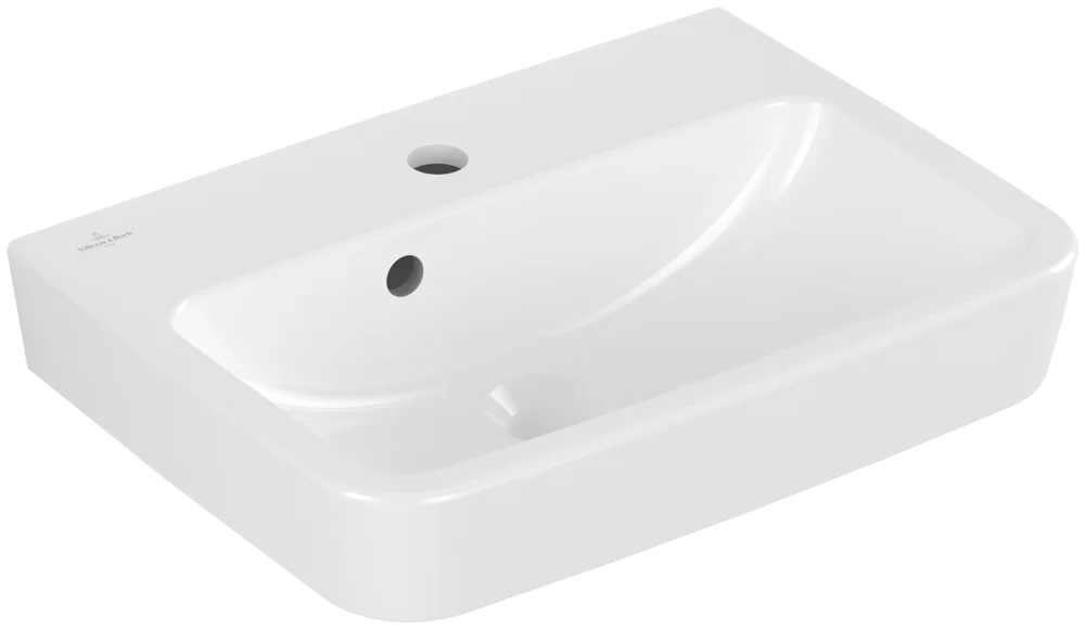 Villeroy & Boch Handwaschbecken O.novo, Eckig, Weiß Alpin, 500x370x160 mm, mit Überlauf, für 3-Loch-Armatur