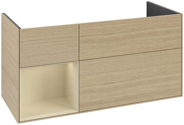 Villeroy & Boch Waschtischunterschrank „Finion“ für Schrankwaschtisch 119,6 × 59,1 × 49,8 cm 3 Schubladen, für Waschtischposition mittig, inkl. Beleuchtung mittig