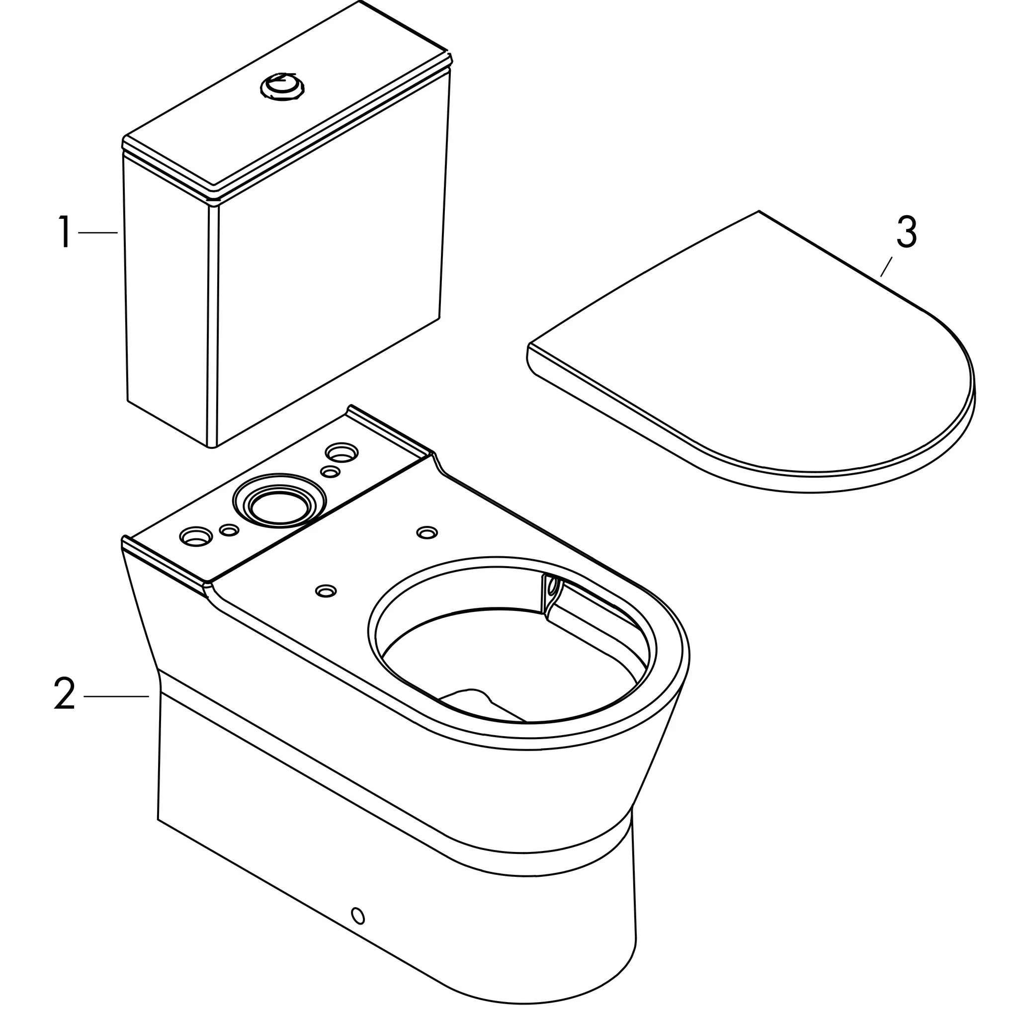 EluPura Original S Stand WC Set 640 mit horizontalem Abgang AquaChannel Flush mit aufgesetzten Spülkasten und WC-Sitz Weiß