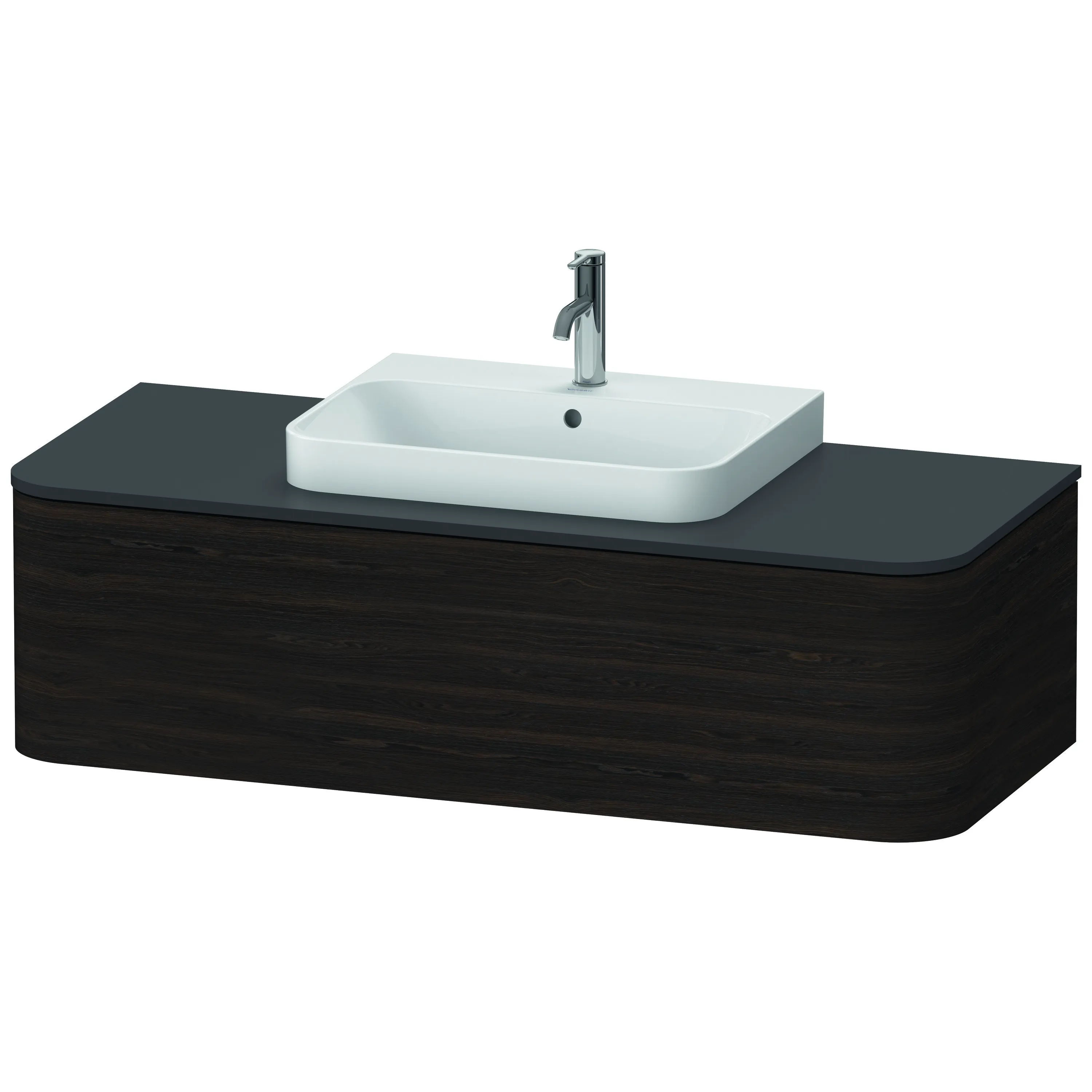 Duravit Waschtischunterschrank wandhängend „Happy D.2 Plus“ 130 × 35,4 × 55 cm Nussbaum gebürstet