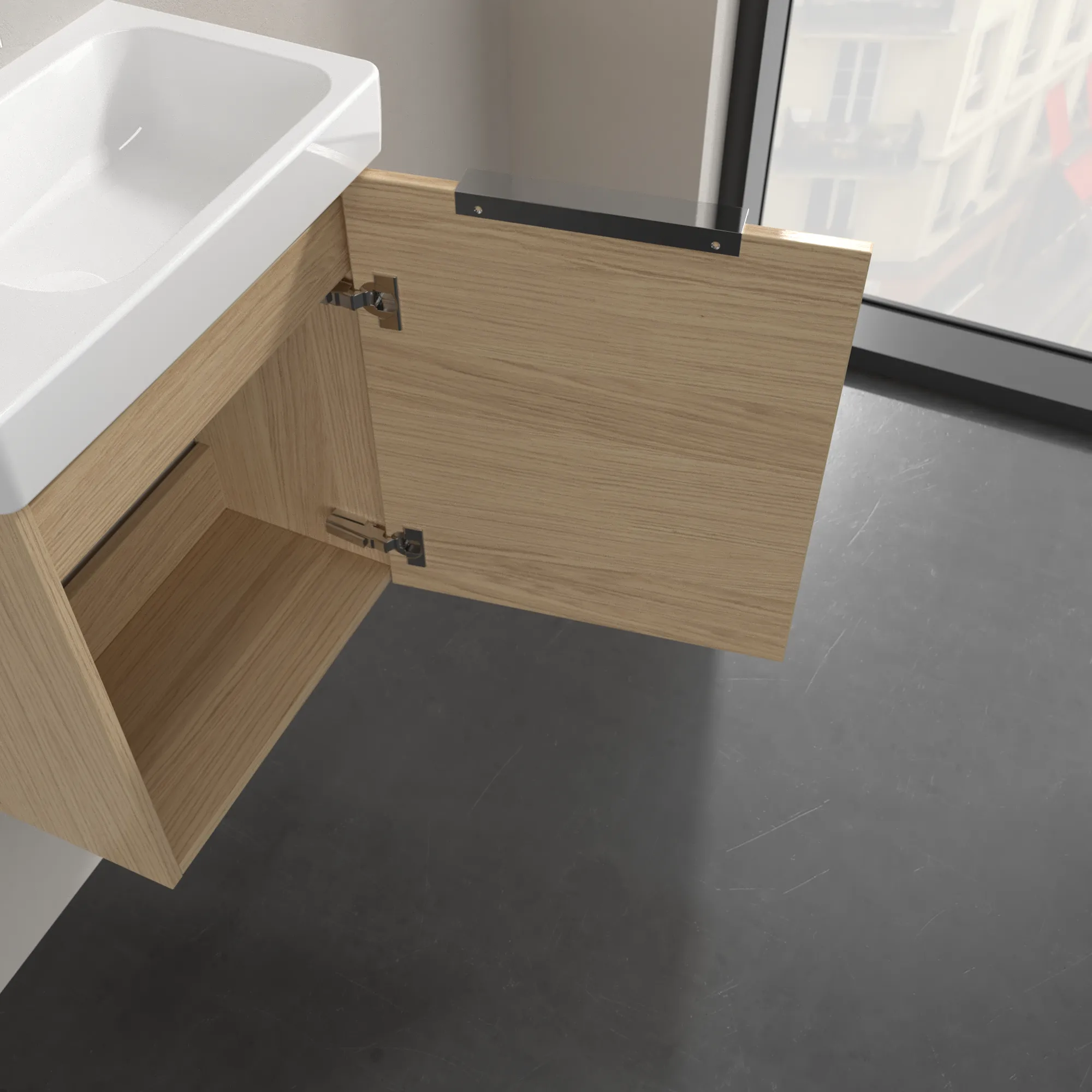 Villeroy & Boch Waschtischunterschrank „Architectura“ 430 × 520 mm Nordic Oak, Anschlag links