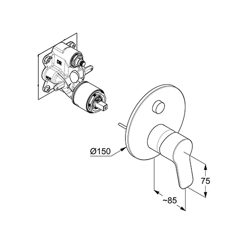 Kludi PURE&EASY UP-Wafü-/Br.-EHM Push Set, chrom
