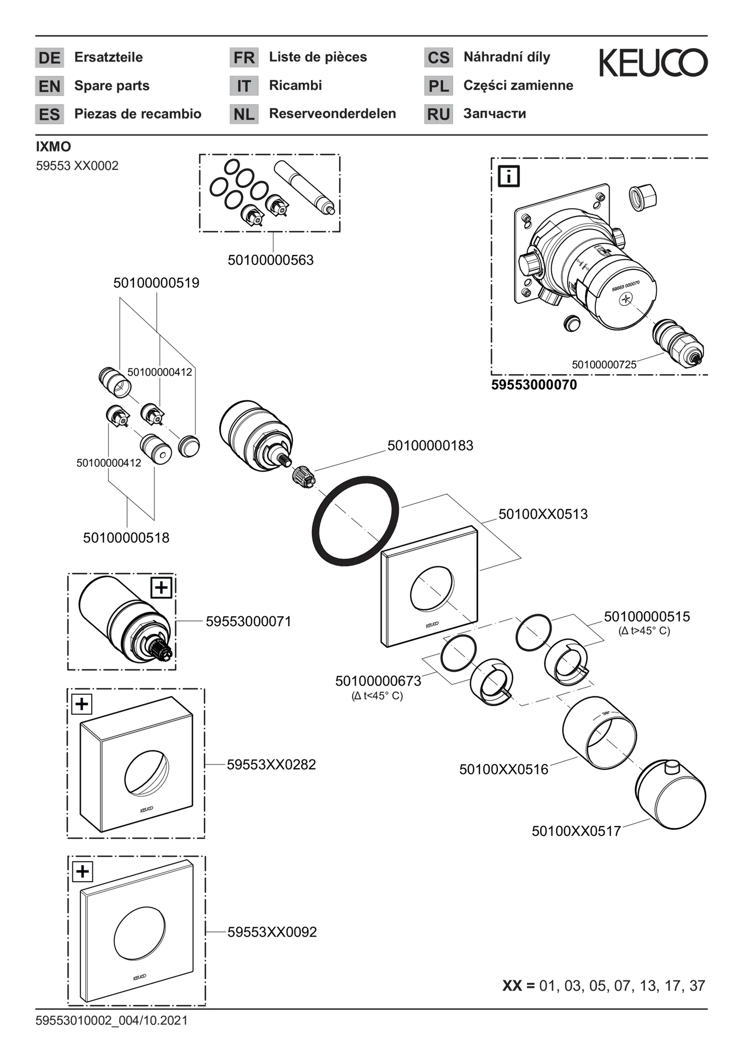 IXMO 59553370002 Thermostatarmatur UP DN15 eckig schwarz