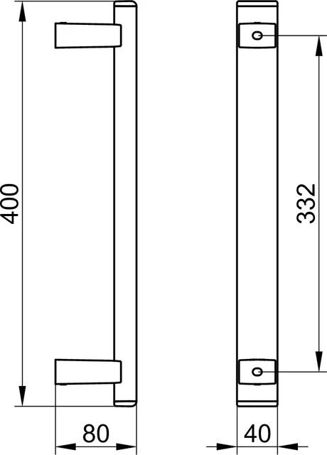 AXESS Haltegriff zur senkrechten Montage 400 mm silber-eloxiert