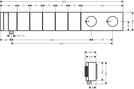 Thermostatmodul Unterputz Select Axor Edge F-Set 5 Verbr.Diamantschliff chrom Thermostatmodul Unterputz Select Axor Edge F-Set 5 Verbr.Diamantschliff chrom