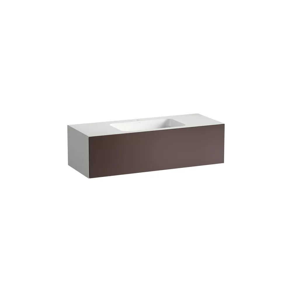 Laufen Waschplatz FOLIO glasierter Stahl 1 Hahnloch ohne Überlauf mit Schublade 1254 x 500 x 350 mm in Schattenerde