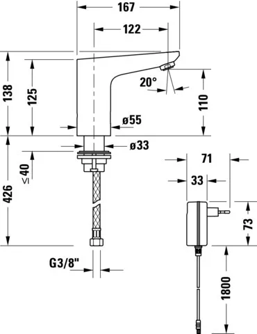 Sensor 1 Waschtischmischer elektr. Netzanschluss, Temp.Regul.,Chrom HG