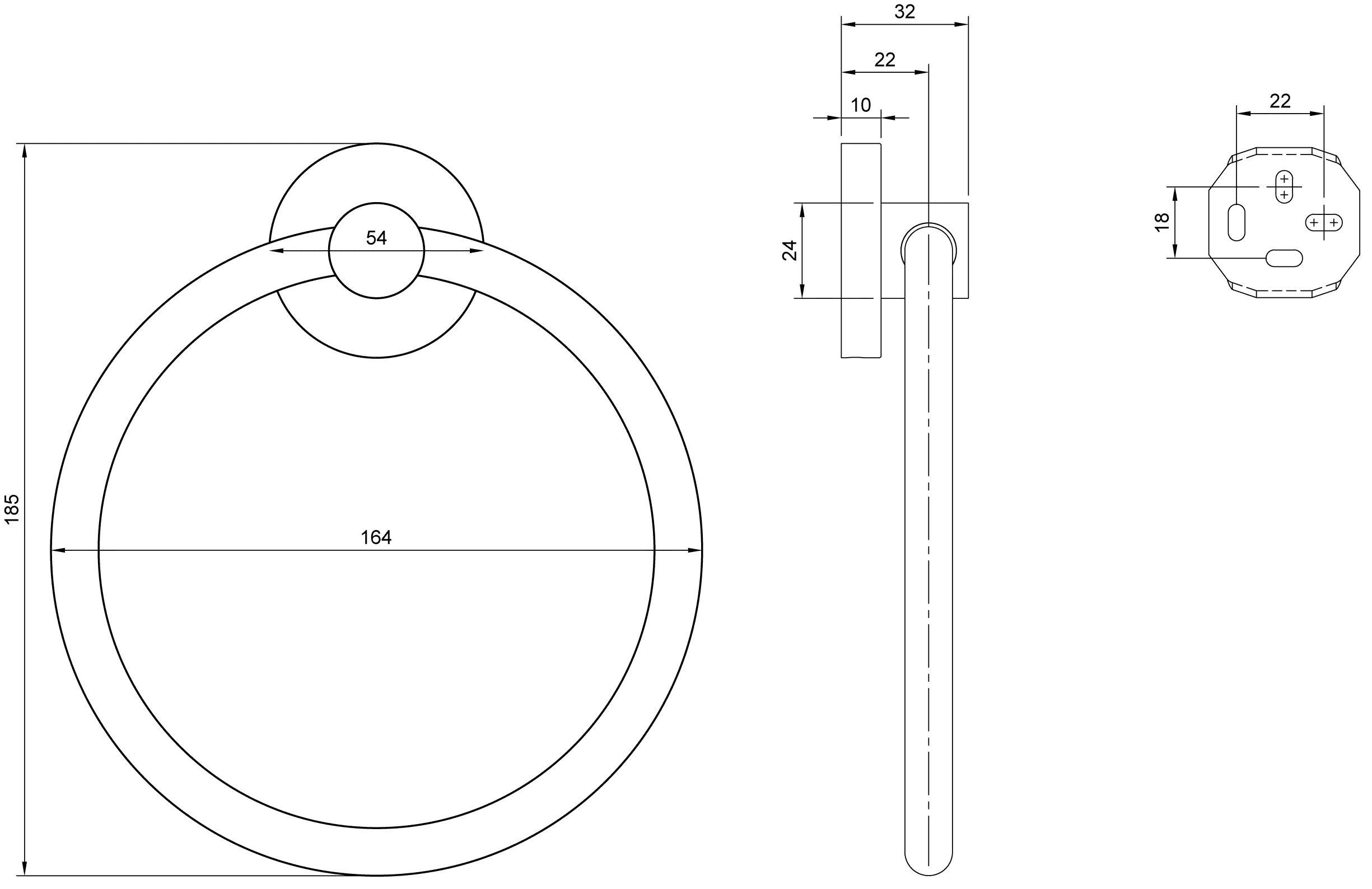 Villeroy & Boch Handtuchhalter „Elements-Tender“, Befestigung verdeckt, 1-armig ⌀ 15,2 × 5,4 cm in chrom Villeroy & Boch Handtuchhalter „Elements-Tender“, Befestigung verdeckt, 1-armig ⌀ 15,2 × 5,4 cm in chrom