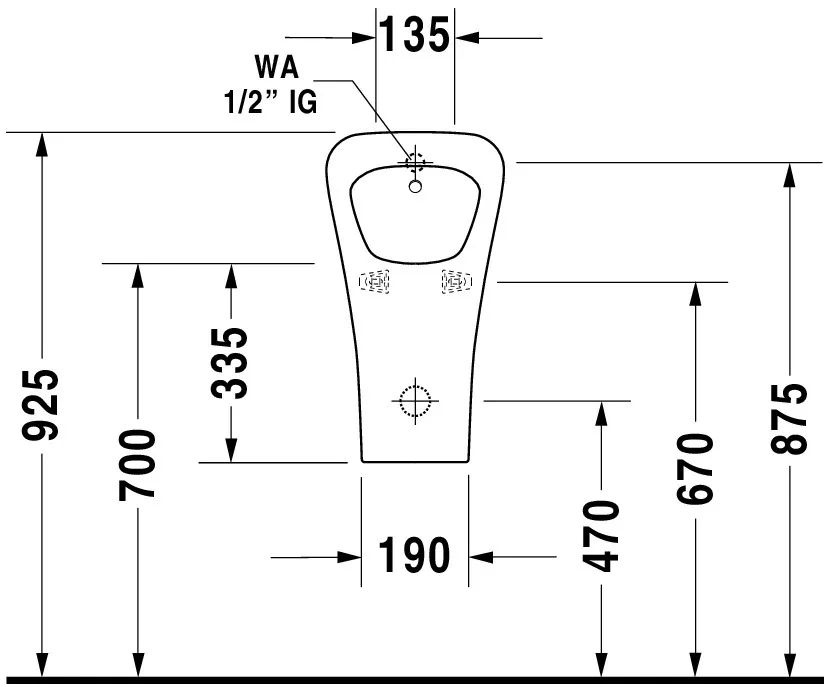 Urinal DuraStyle, Zulauf von hinten rimless, ohne Fliege, weiß, HYG