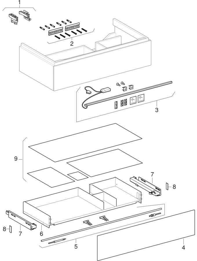 Geberit Waschtischunterschrank „Xeno2“ in sculturagrau / Melamin Holzstruktur